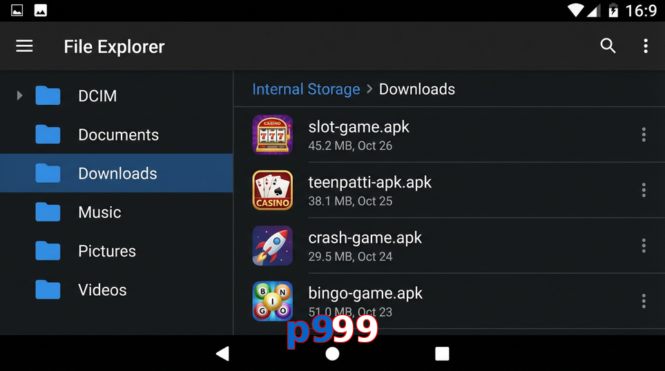 Main screen of P999 gameapk page for PK players